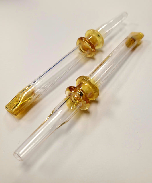 Nectar Collector 6" Glass Double Rings Gold Fumed