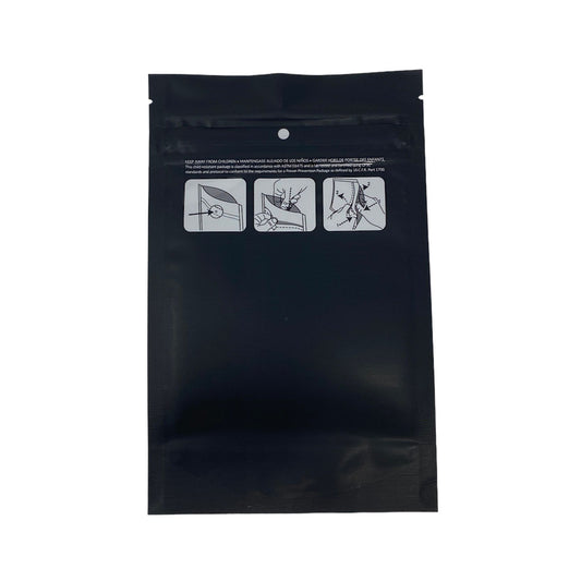 Mylar Bag 1/2OZ Opaque Black Double Zipper