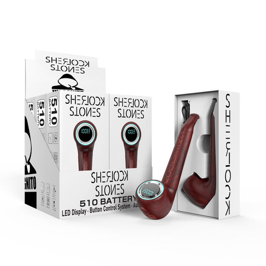Incognito 510 Cart Battery Sherlock Stones Red Wood