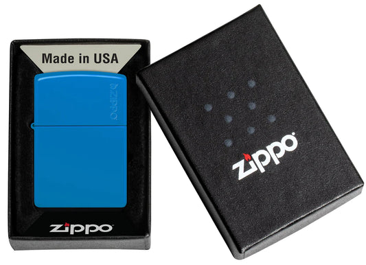 Zippo Lighter Sky Blue Matte Logo