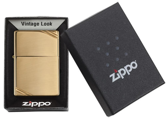 Zippo Lighter High Polish Brass Vintage with Slashes