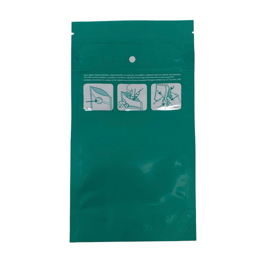 Mylar Bag 1/4OZ Opaque Green Double Zipper
